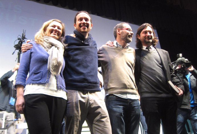 Victoria Rosell, Pablo Iglesias, Rafel Mayoral y Alberto Montero en Málaga