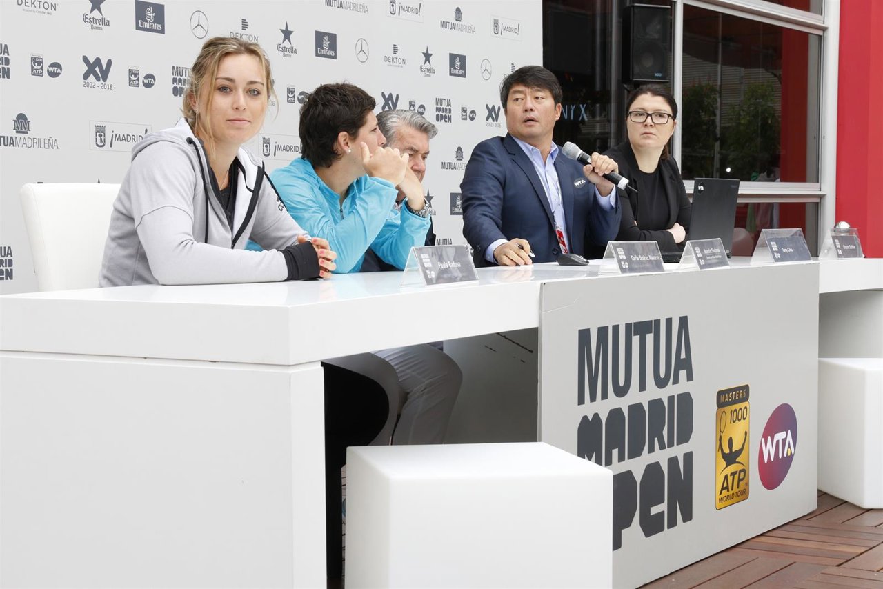 Carla Suárez en el sorteo del Mutua Madrid Open