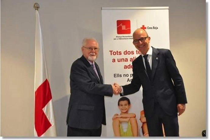 El pte.CreuRoja A.Aguilera y el vicepte.Del Barça J.Cardoner