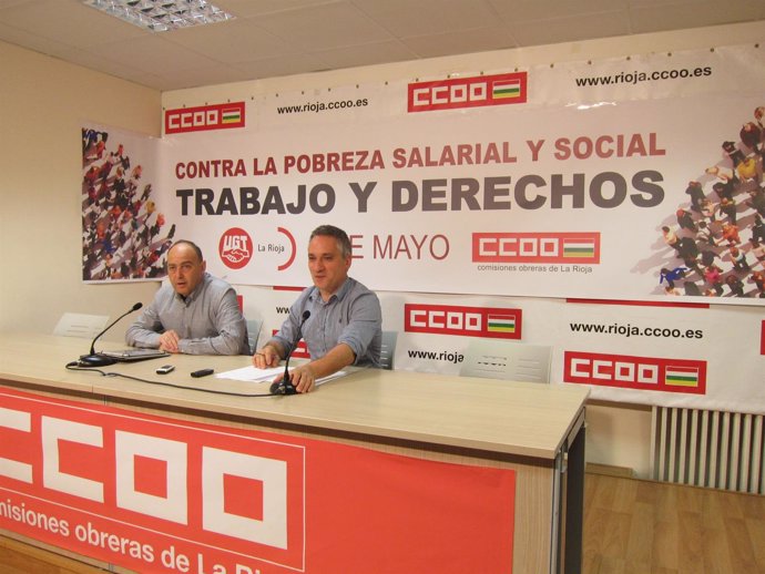 Los secretarios generales de UGT y CCOO, Juan José Bárcenas y Jorge Ruano