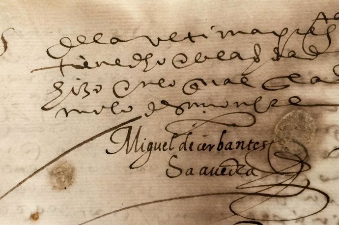 Imagen del manuscrito autógrafo de Cervantes localizado en la Hispalense