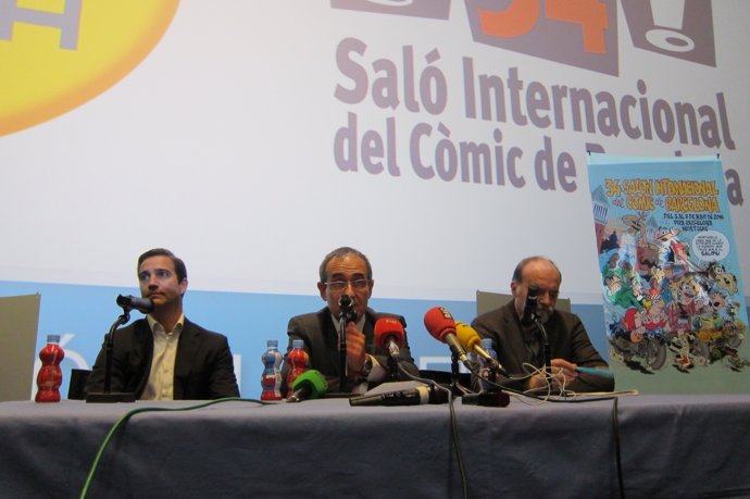 Héctor Premuda (Cinesa), Patrici Tixis (Ficomic) y Antoni Guiral (S.Cómic)