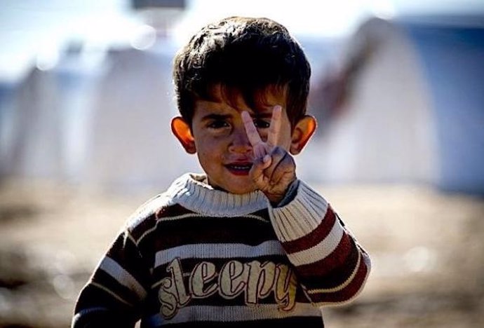 Niño refugiado sirio