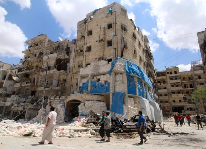 Restos del hospital apoyado por MSF que ha sido atacado en Alepo