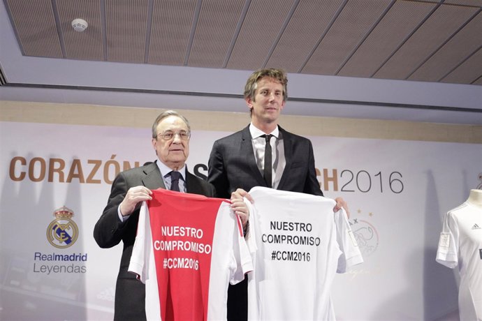 Florentino Pérez y Edwin Van der Sar en la presentación del CorazónClassicMatch