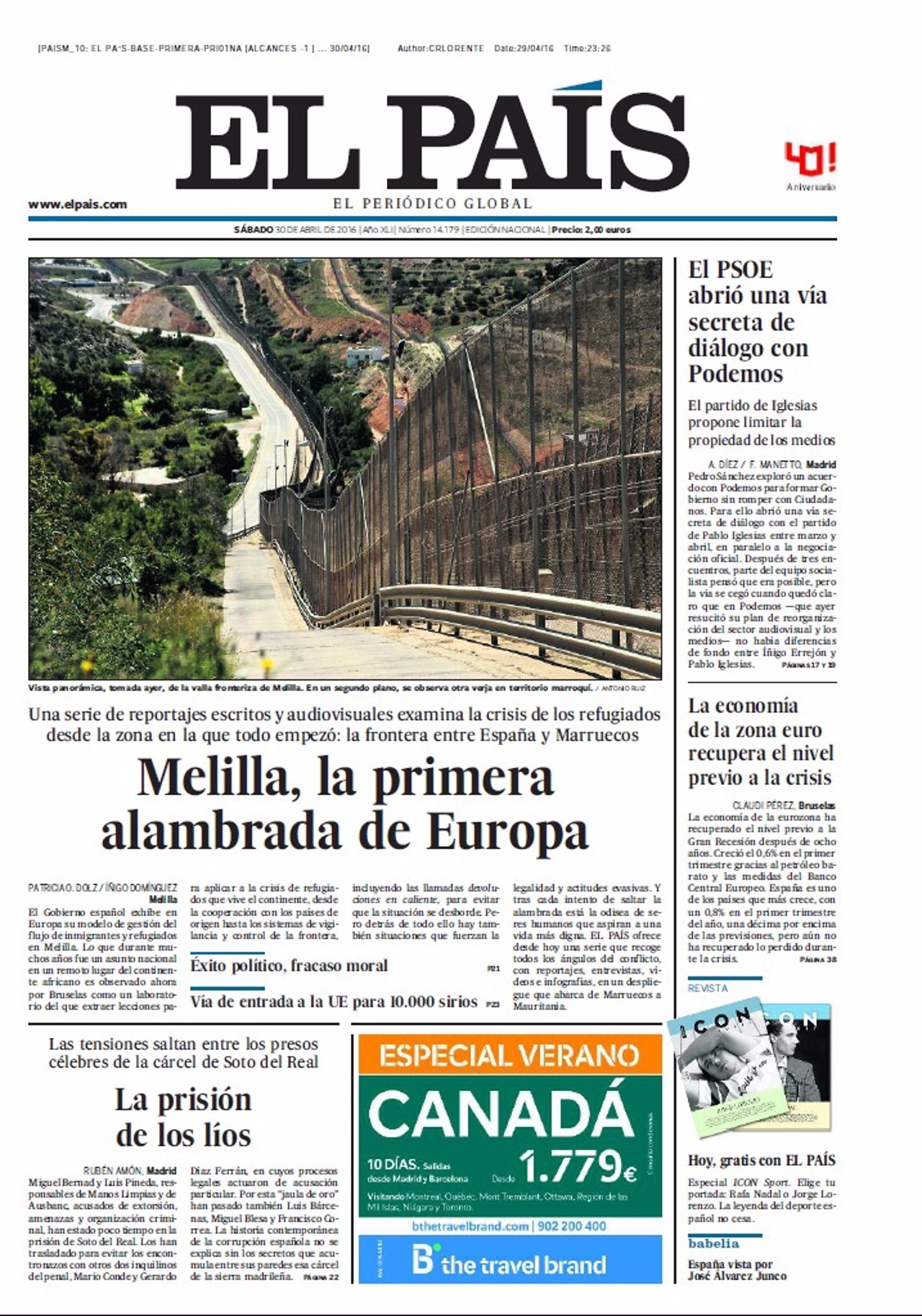 Portada El País