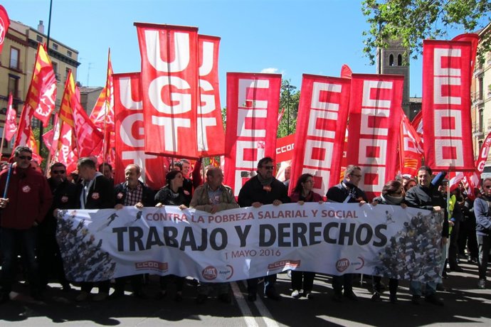 Manifestación de Primero de Mayo en Zaragoza.