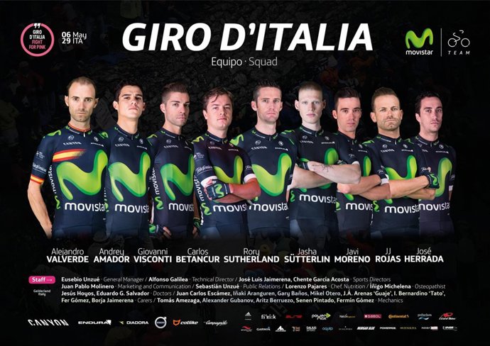 Selección del Movistar para el Giro