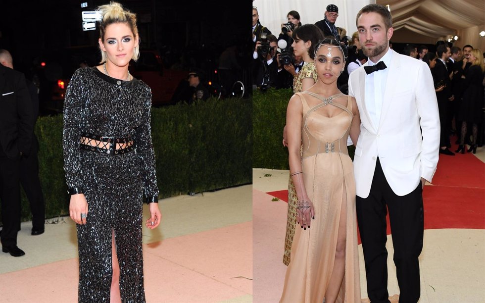 Robert Pattinson y FKA Twigs con Kristen Stewart/Getty