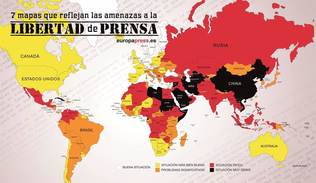 Día Mundial de la Libertad de Prensa: 7 mapas que reflejan sus amenazas