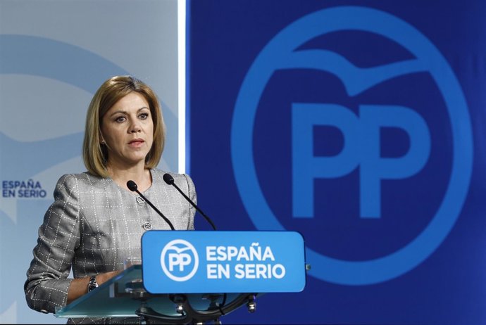 Rueda de prensa de Cospedal en la sede del PP