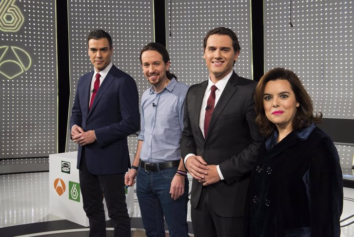 PEDRO SANCHEZ PABLO IGLESIAS ALBERT RIVERA SORAYA SAENZ DE SANTAMARIA