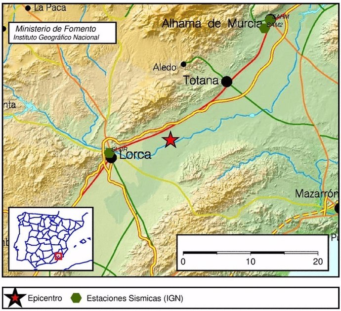 Un temblor de 3,6º alerta a los vecinos de Lorca