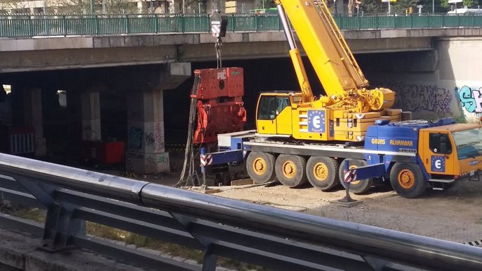 Obras metro pruebas cimentación Puente de Tetuán