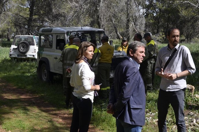Cobo, Ortega y Bueno, en el simulacro de incencio en la Cruz de la Chimba.