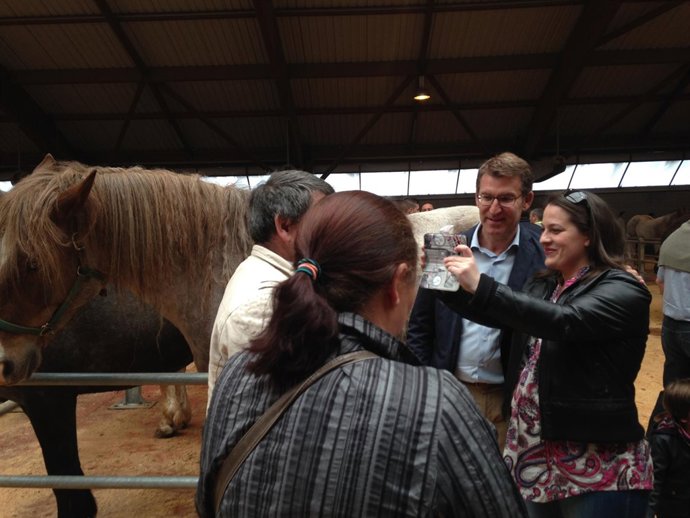 El presidente, Alberto Núñez Feijóo, en un acto preelectoral
