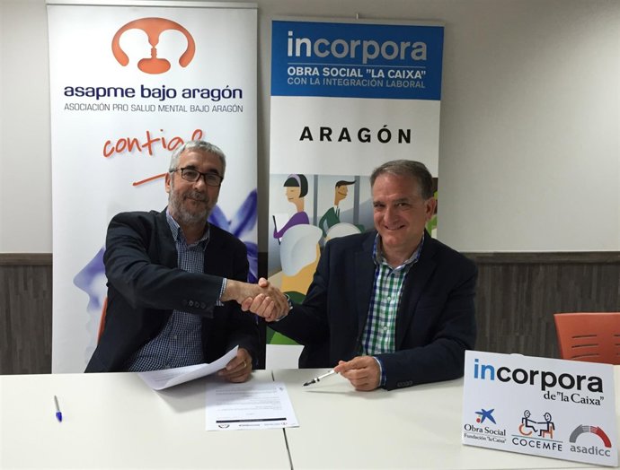 Firma del convenio entre Asampe y Asadicc para sumarse al programa Incorpora