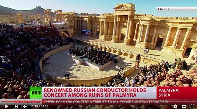 Imagen del concierto difundida por la televisión rusa RT
