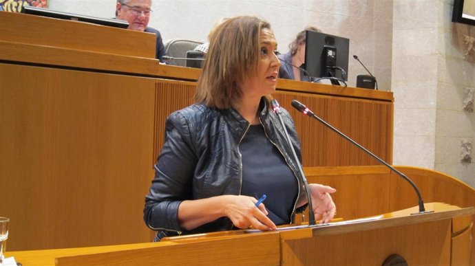 La consejera de Educación y Cultura, Mayte Pérez, en el pleno de las Cortes