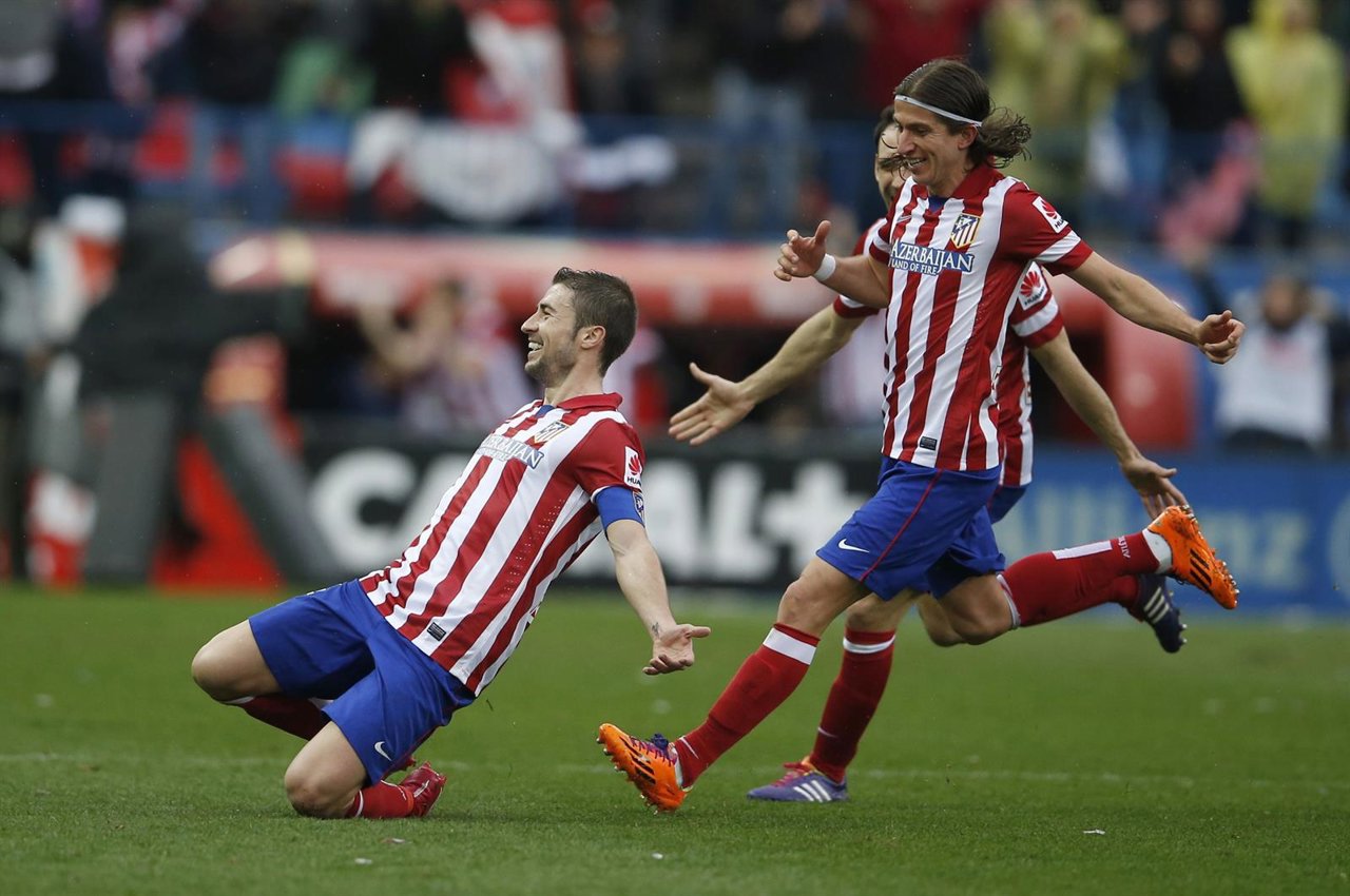 Jugadores del Atlético de Madrid celebran un gol