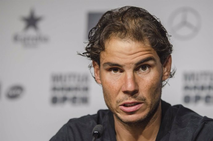 Rafael Nadal en la sala de prensa del Mutua Madrid Open