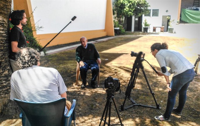 Un momento del rodaje en el cine de verano Coliseo San Andrés