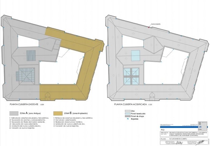 Plano de la rehabilitación del Ayuntamiento