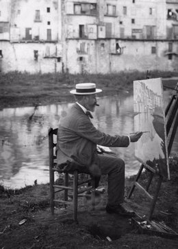 Santiago Rusiñol pintando junto al río Onyar