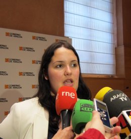 La directora del IAM, Natalia Salvo, atendiendo a los medios en el Pignatelli