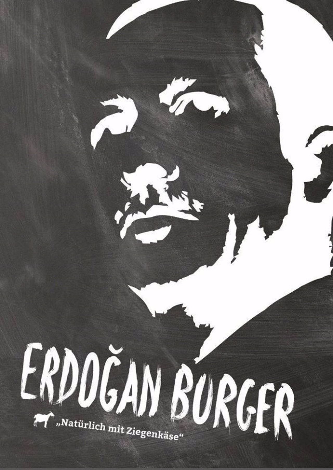 Cartel de promoción de la Hamburguesa Erdogan de un restaurante de Colonia