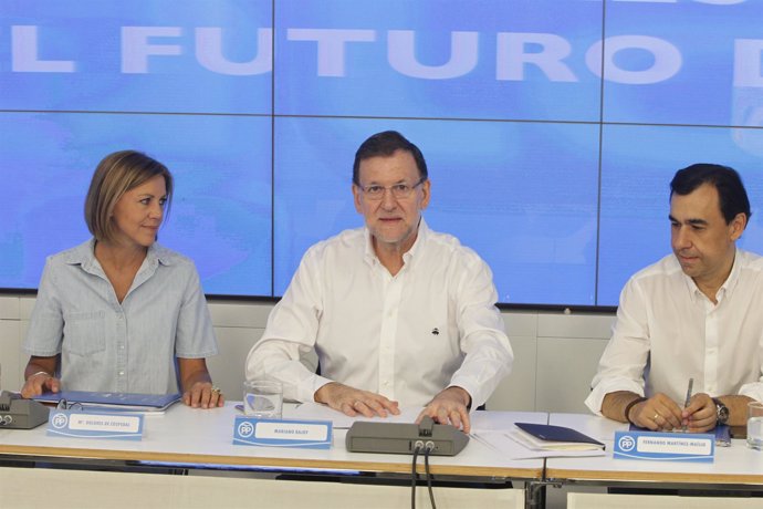 Rajoy, Cospedal y Maíllo en la reunión de trabajo con presidente provinciales