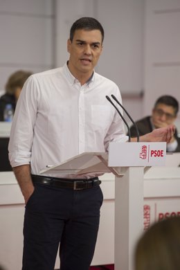 Pedro Sánchez habla ante sus compañeros del Comité Federal