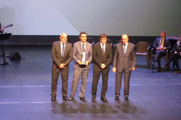 Jordi Baiget, Manel Esteller, Carles Puigdemont y Antoni Esteve