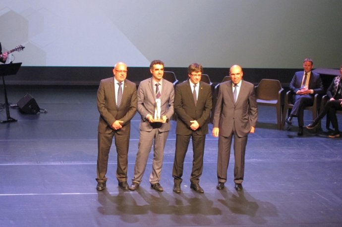 Jordi Baiget, Manel Esteller, Carles Puigdemont y Antoni Esteve