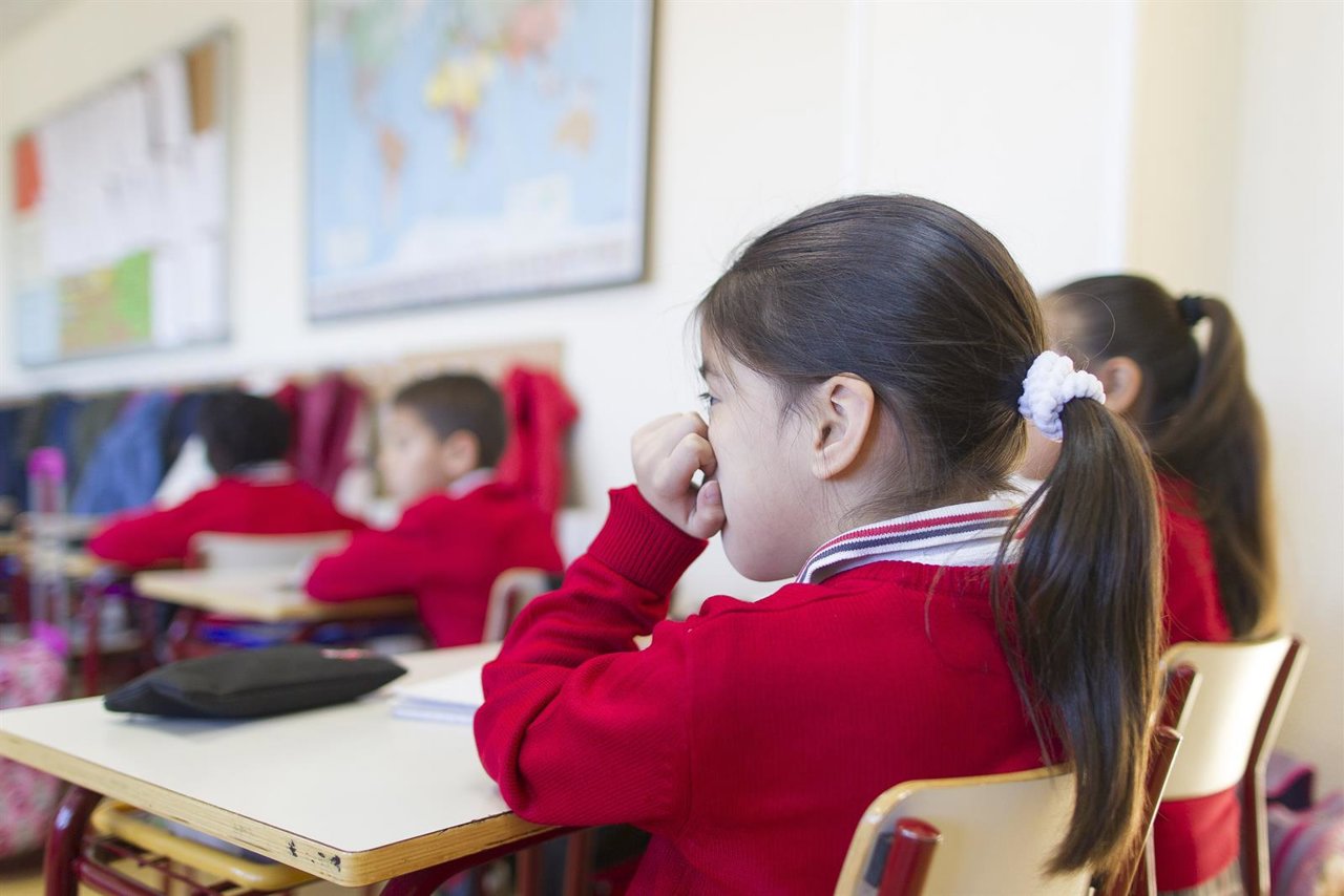 Colegio, escuela, aula, primaria, clase, niño, niña, niños, estudiando