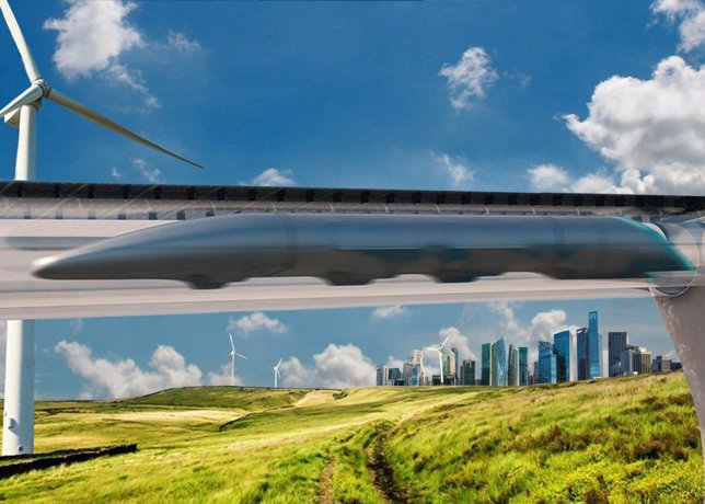 Vaína hyperloop en movimiento