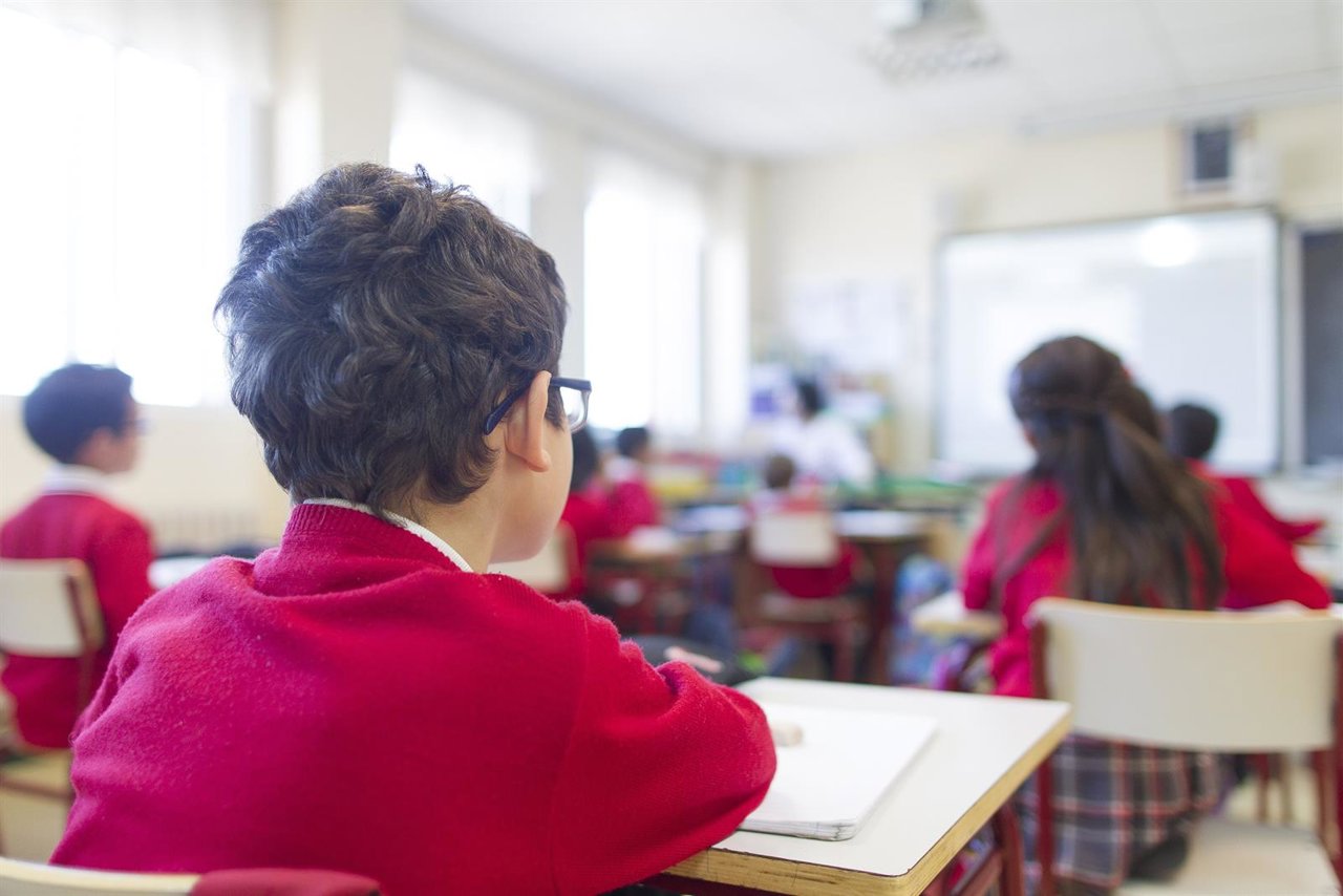 Colegio, escuela, aula, primaria, clase, niño, niña, niños, estudiando