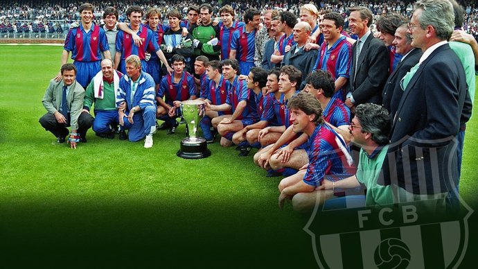 El Barça celebra su primera Liga con Johan Cruyff