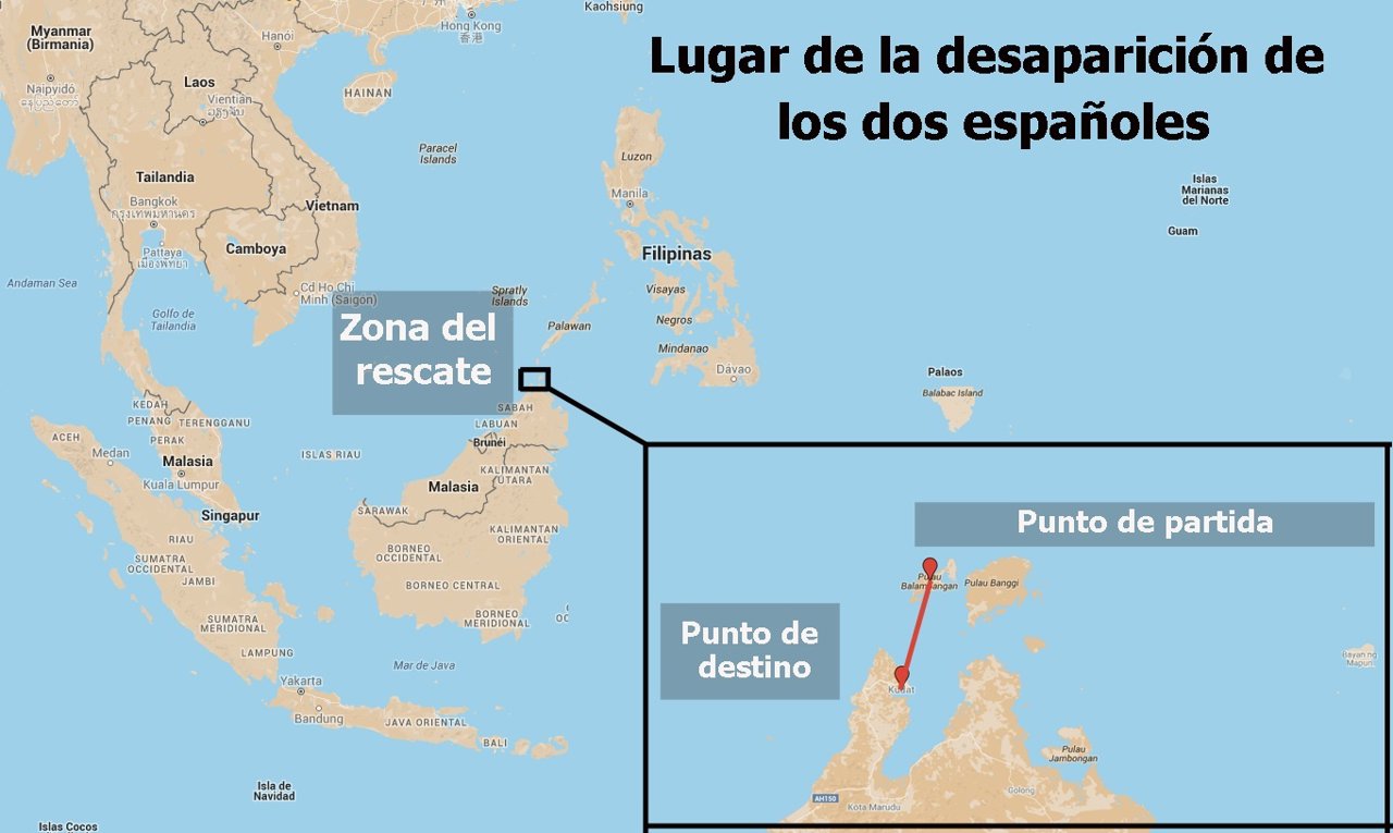 Lugar desaparición de los dos españoles
