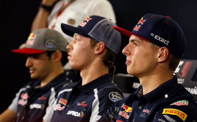 Sainz, Kvyat y Verstappen en rueda de prensa