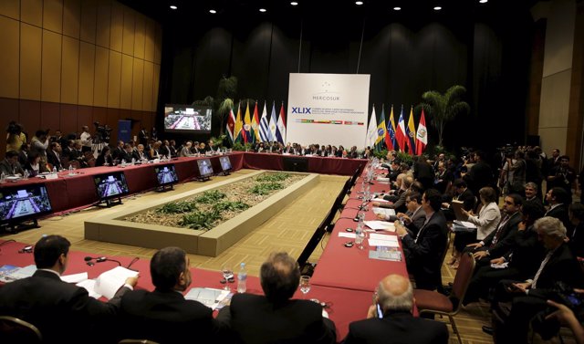 A view is seen of the Summit of Heads of State of MERCOSUR and Associated States