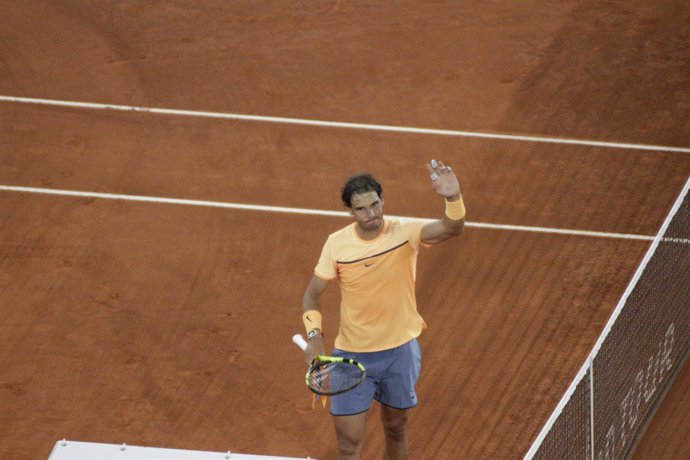 Rafa Nadal tras ganar un partido del Mutua Madrid Open