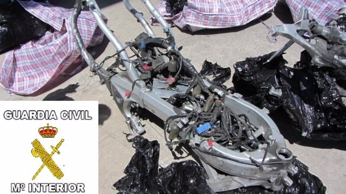 Piezas de motocicletas recuperadas en Melilla