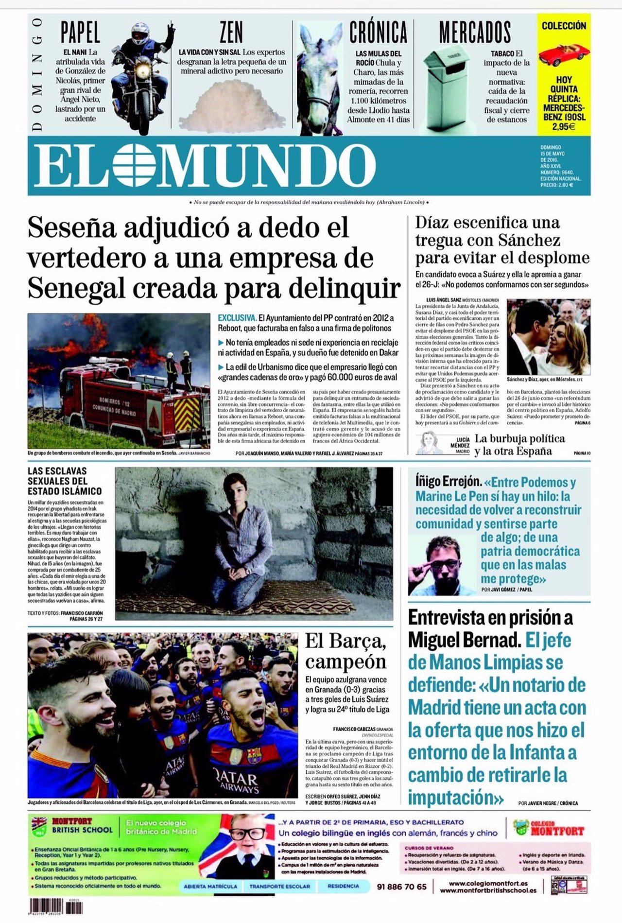 Portada de El Mundo del 15 de mayo de 2016