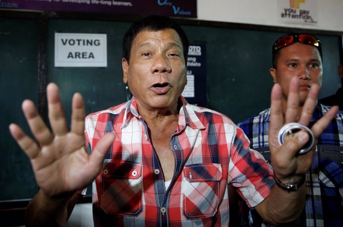 El candidato presidencial filipino Rodrigo Duterte