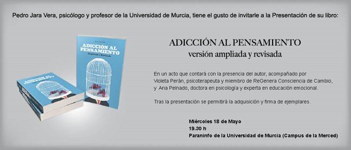 Cartel de la presentación de la nueva edición de 'Adicción al pensamiento'