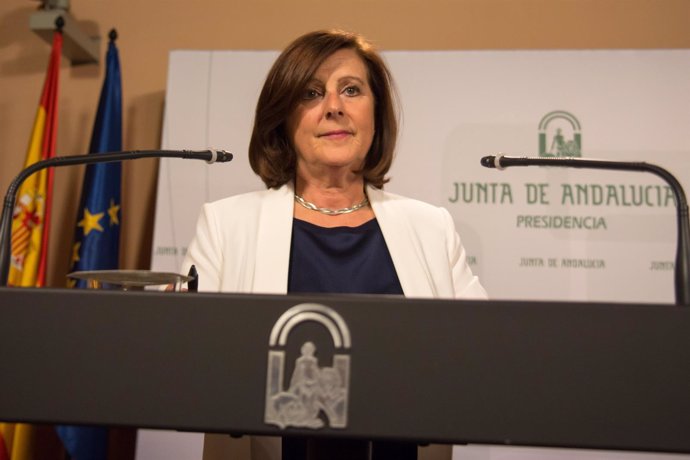 La consejera María José Sánchez Rubio en rueda de prensa tras el Consejo