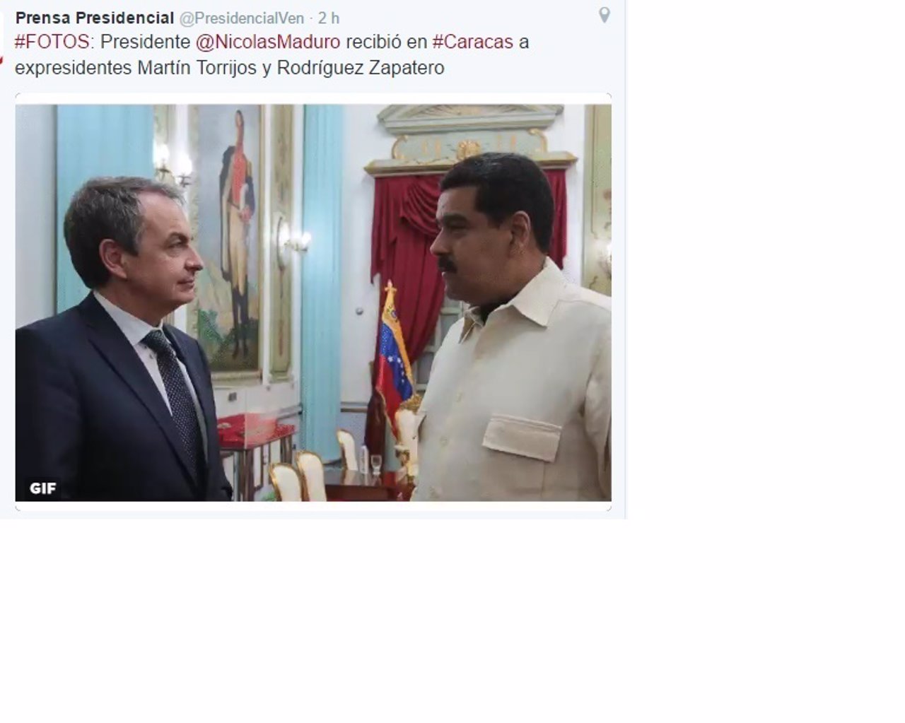 Zapatero se reúne con Maduro en Caracas
