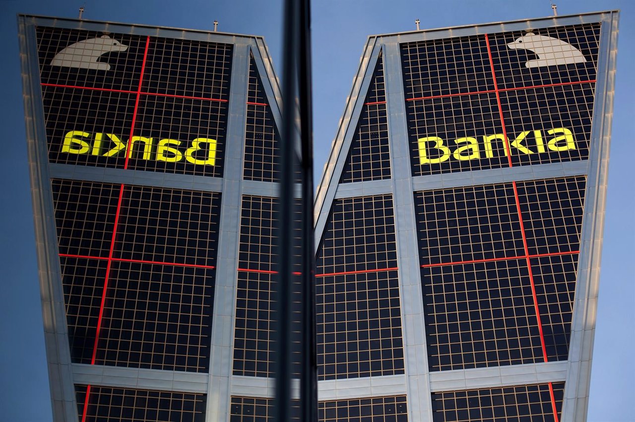 El exterior del edificio de Bankia en la Plaza de Castilla, Madrid. 