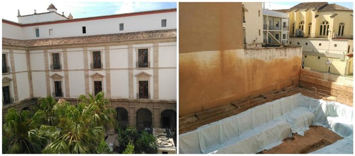 Collage de la restauración del Palau del Temple de Valencia